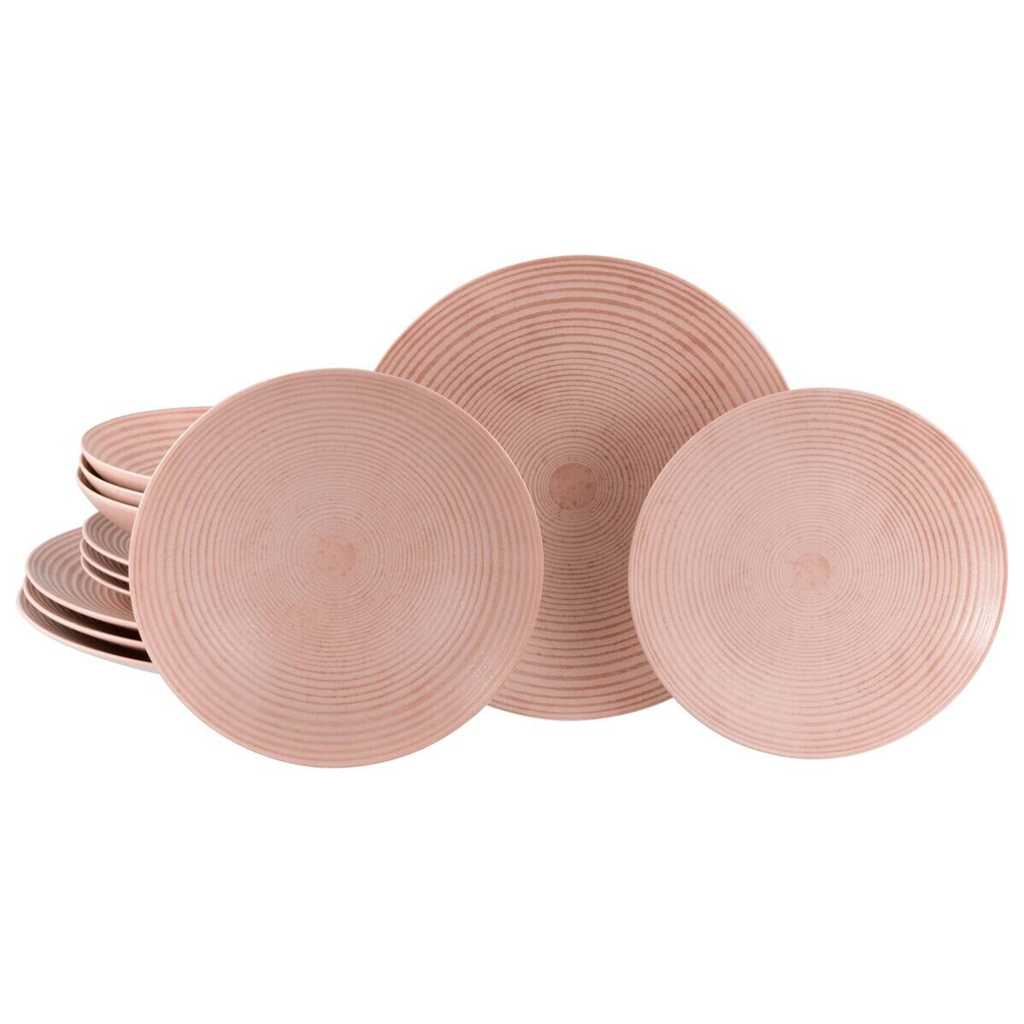 CreaTable Tafelservice Catania Peach rot Steinzeug 12 tlg.