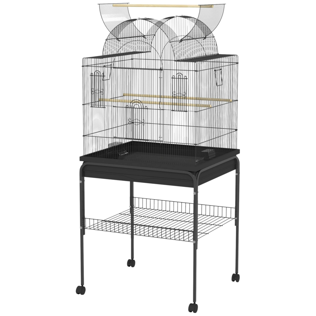 PawHut Vogelkäfig schwarz Stahl B/H/L: ca. 53x144x63 cm