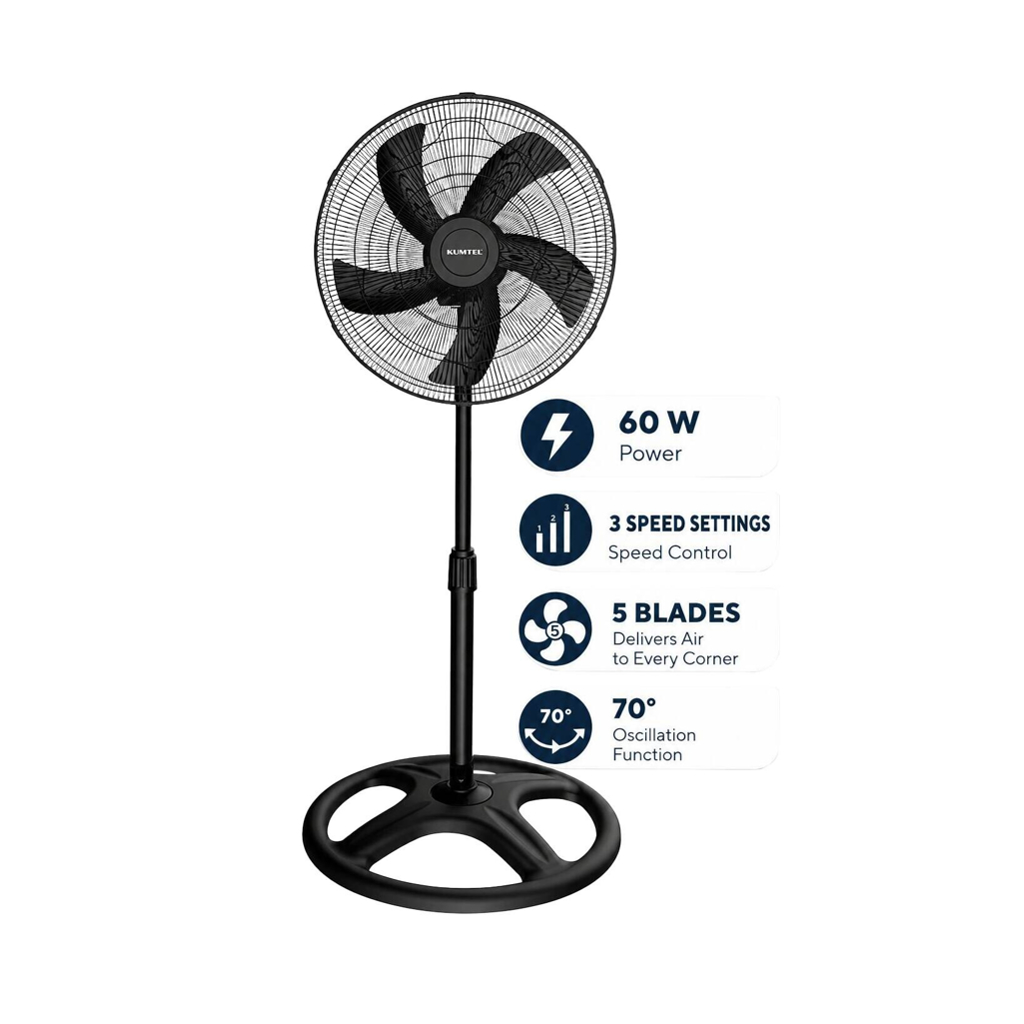 Opviq - Kumtel Standventilator schwarz Kunststoff B/H/L: ca. 50x132x50 cm