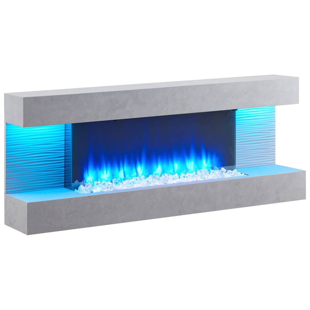 Balderia Wandkamin Elektrischer-Kamin Hestia grau MDF B/H/T: ca. 152x59x25 cm