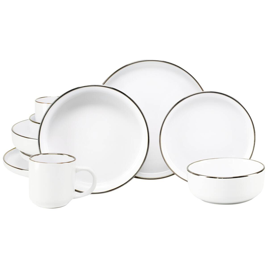 CreaTable Kombiservice Nordic Festive Weiss silber Steinzeug 10 tlg.