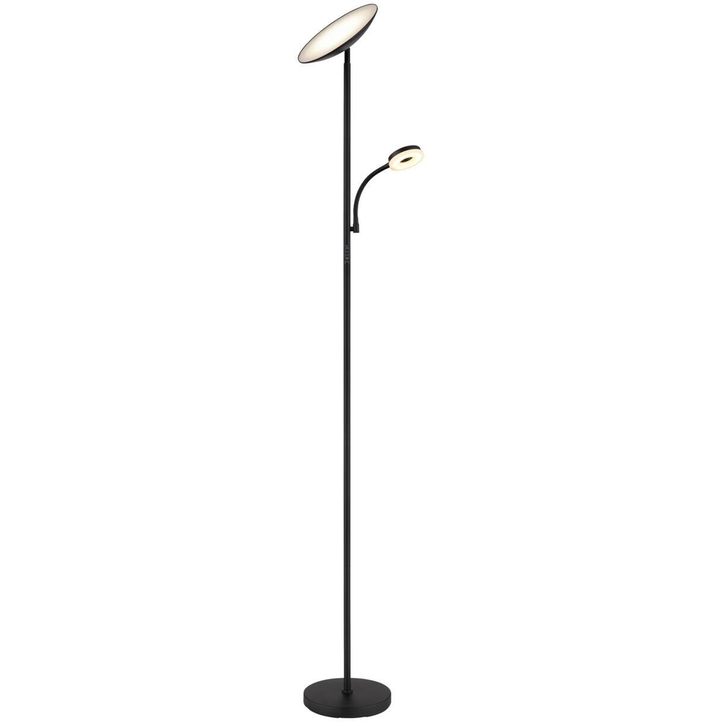 GLOBO Stehlampe Opal Chrom schwarz Metall Kunststoff H/D: ca. 179x25 cm 1 Brennstellen