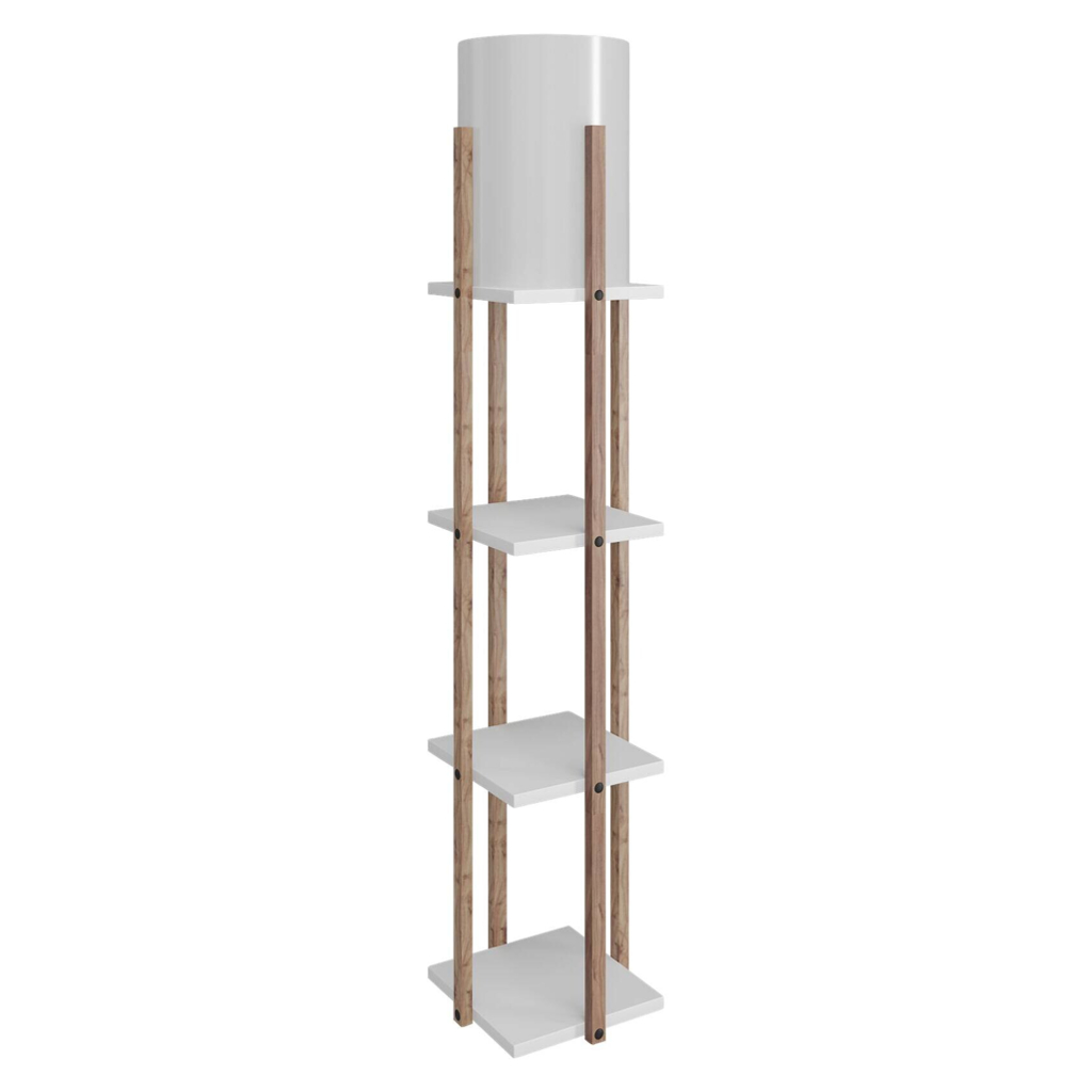 Opviq Stehlampe Nora weiß MDF Stoff B/H/T/L/D: ca. 21x135x21x21x21 cm E27 1 Brennstellen