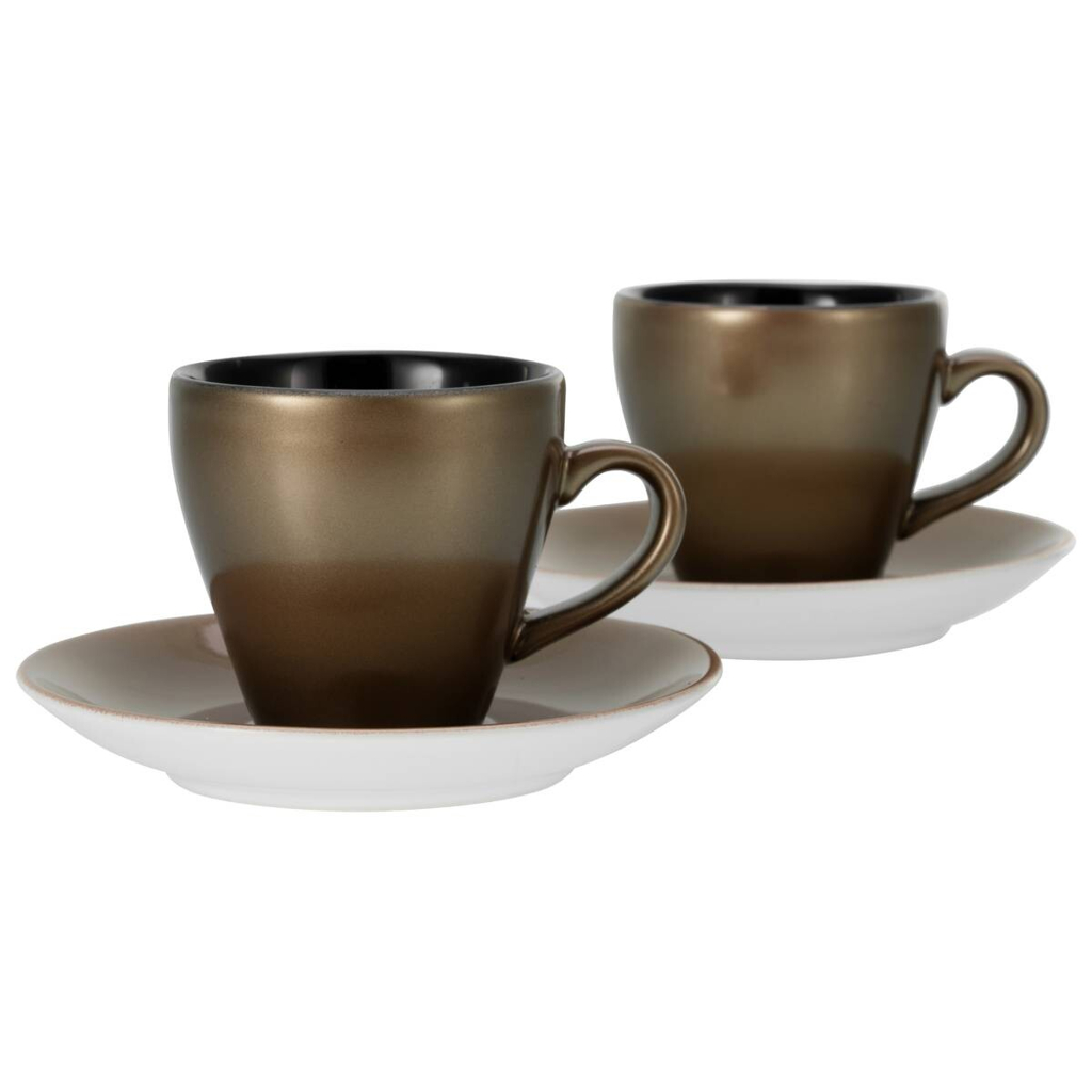 CreaTable Espressotassenset Golden Days gold Steinzeug 4 tlg.
