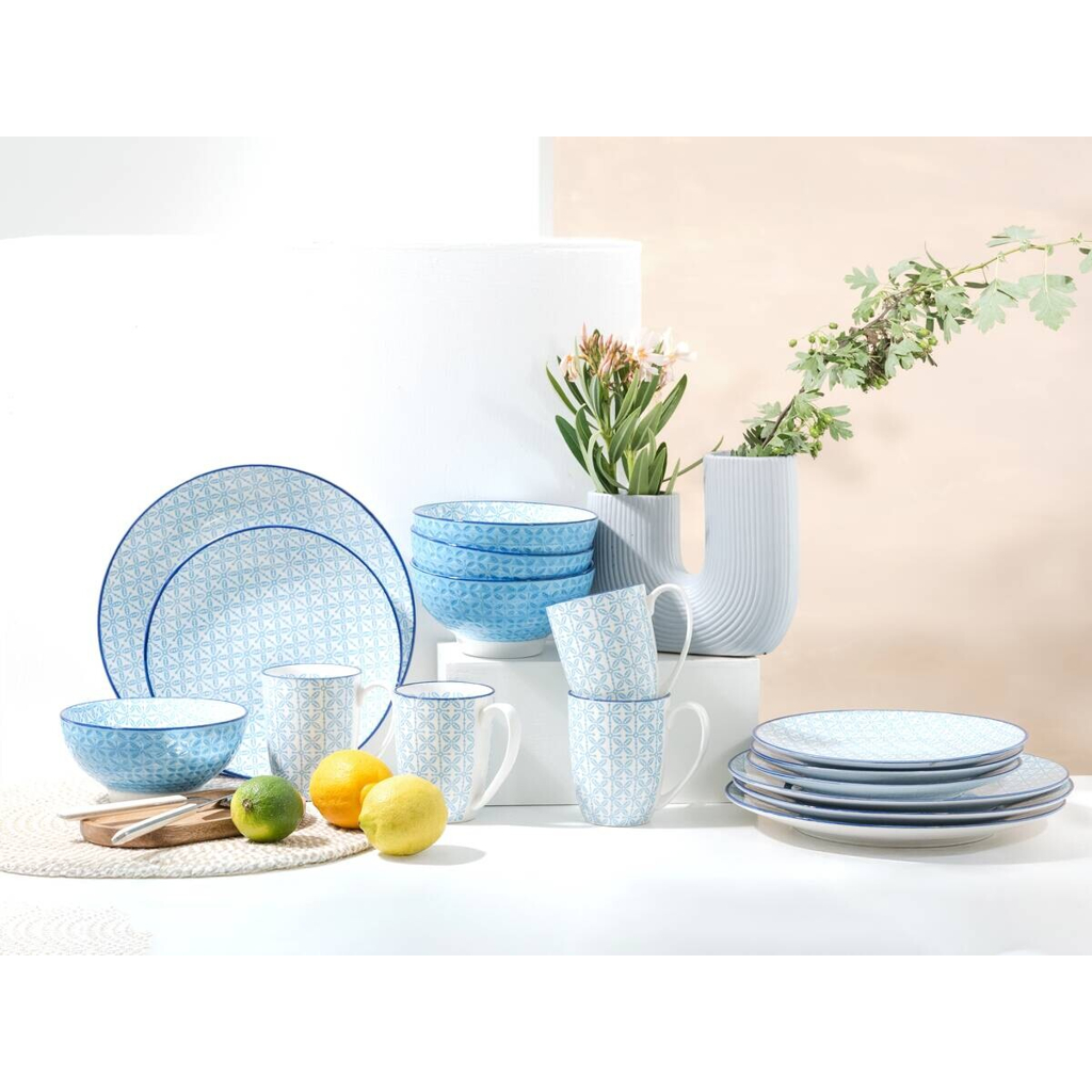 CreaTable Kombiservice Mediterran Blau blau Steinzeug 16 tlg.
