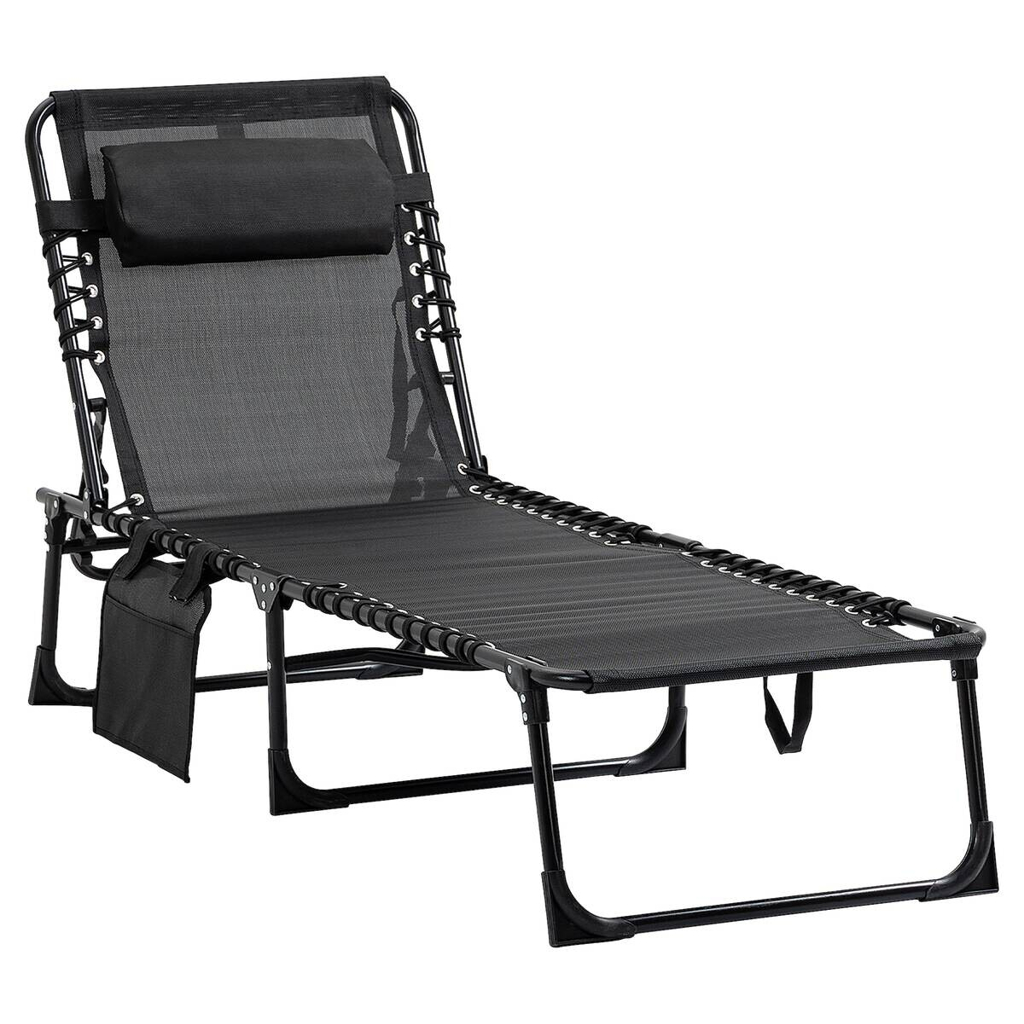 Outsunny Sonnenliege schwarz Netzstoff B/H/L: ca. 58x30x185 cm