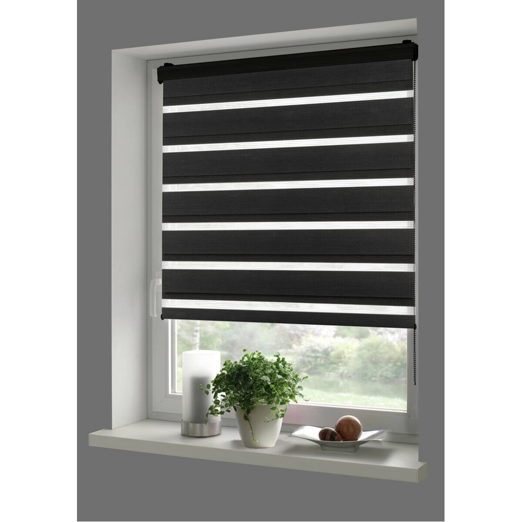 Boviva Doppelrollo mit Blende Black schwarz B/L: ca. 120x160 cm
