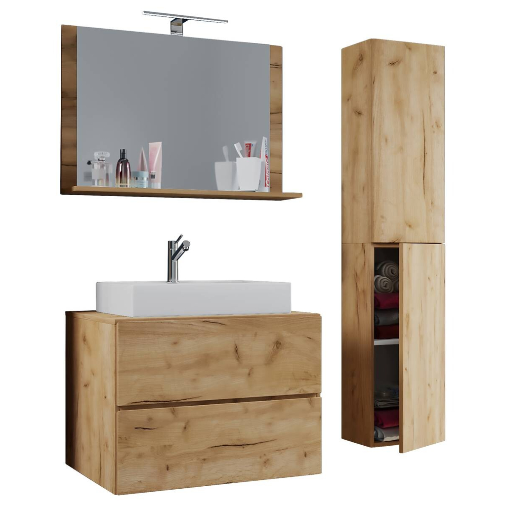 Waschplatz 4tlg-Lendas Eiche Honig Nachbildung weiß B/H/T: ca. 60x52x52 cm