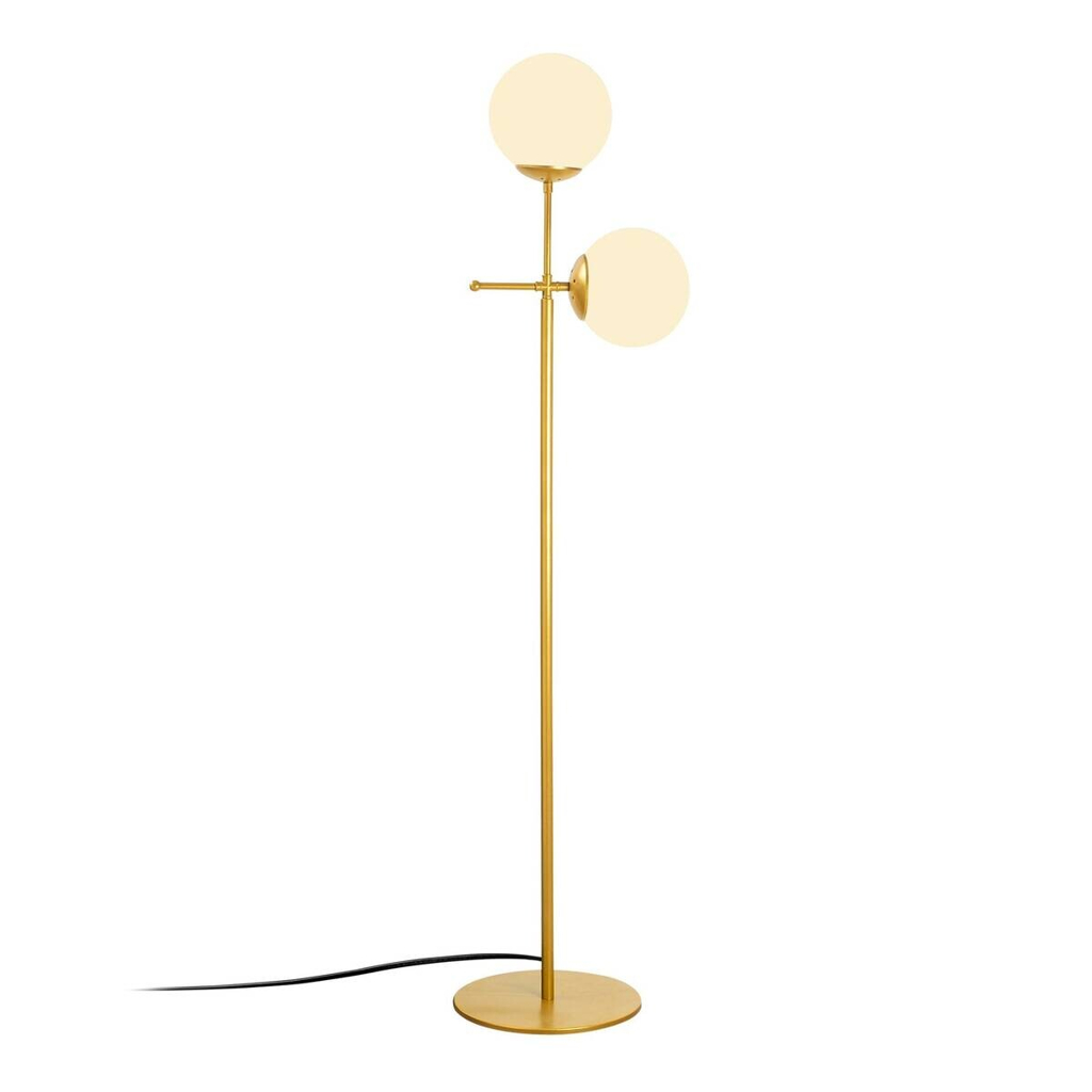 Opviq Stehlampe gold Metall Glas B/H/T/L: ca. 15x174x15x34 cm E27 2 Brennstellen