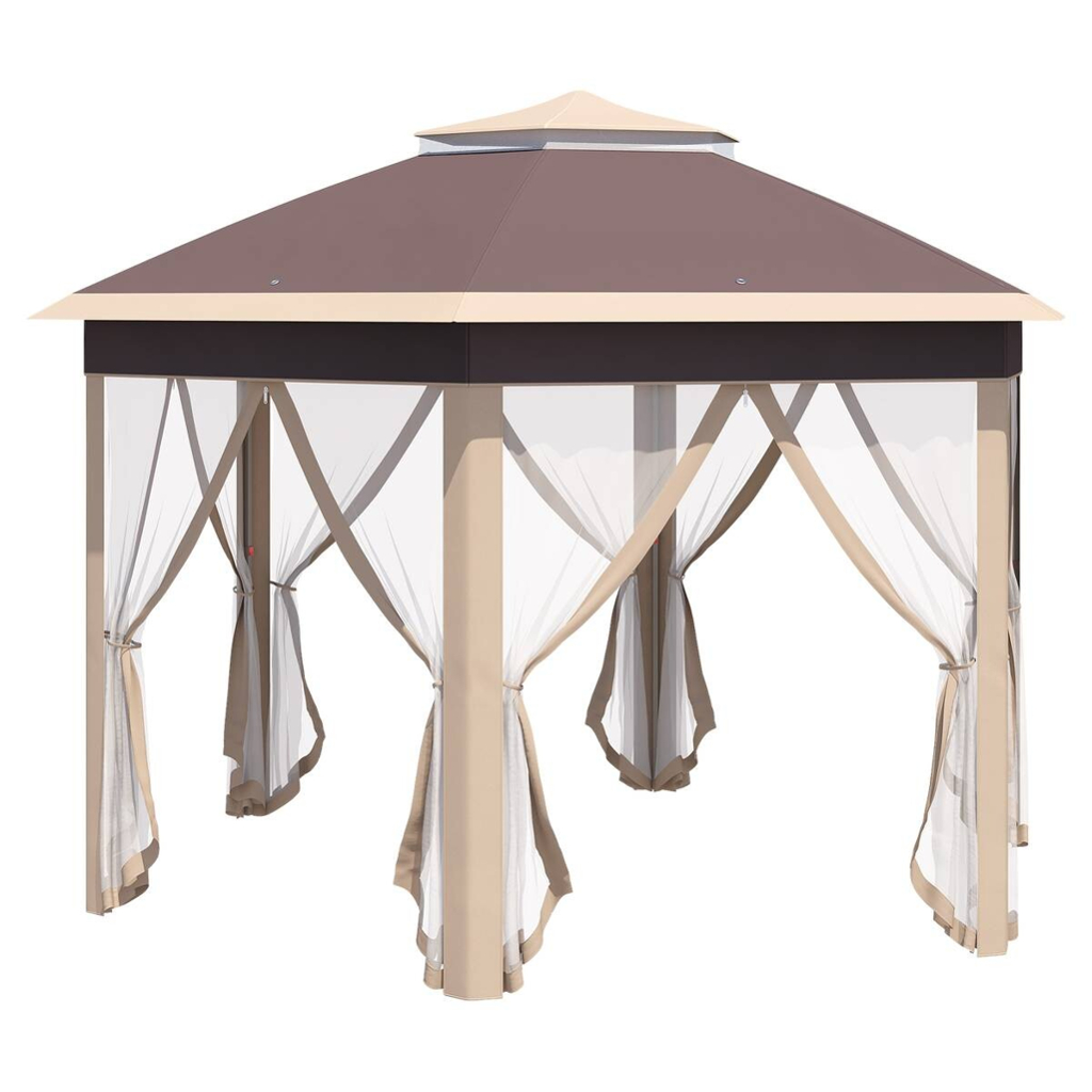 Outsunny Faltpavillon hellbraun Metall B/H/L: ca. 405x285x405 cm