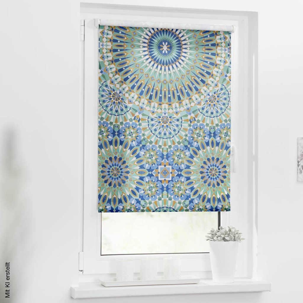 LICHTBLICK Rollo Orientalisch blau B/L: ca. 100x150 cm