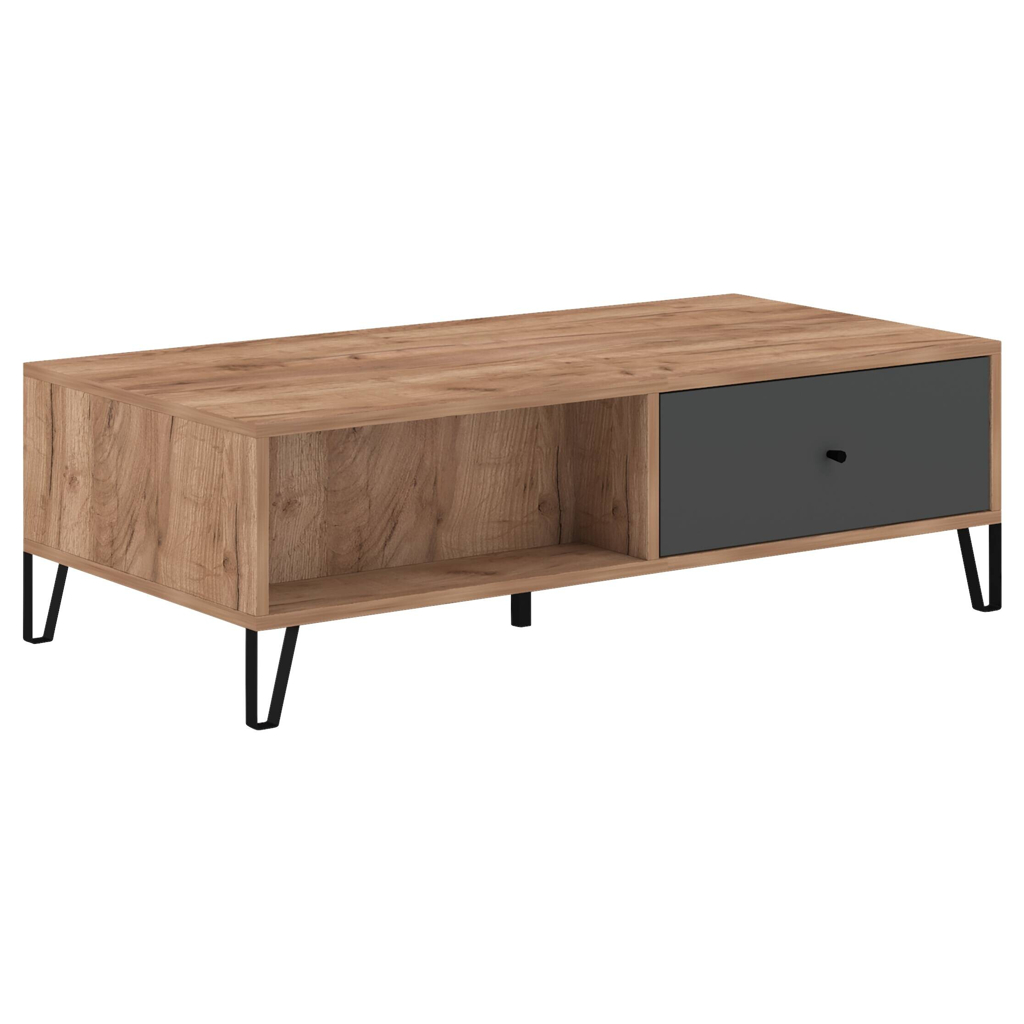 WIPMEB Couchtisch BILBAO Eiche Tabak anthrazit B/H/T: ca. 120x37x60 cm