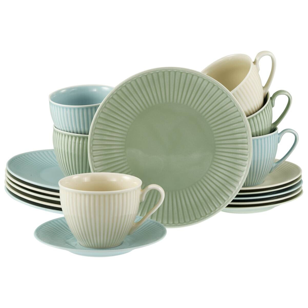 CreaTable Kaffeeservice Valencia bunt Porzellan 18 tlg.