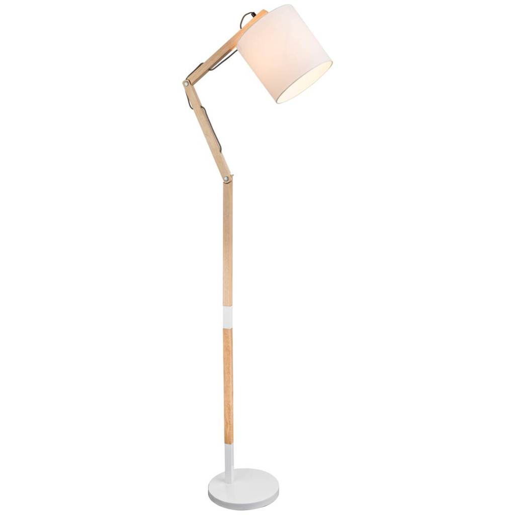 GLOBO Stehlampe Mattis weiß Metall Holz B/H/L: ca. 25x172x75 cm E27 1 Brennstellen