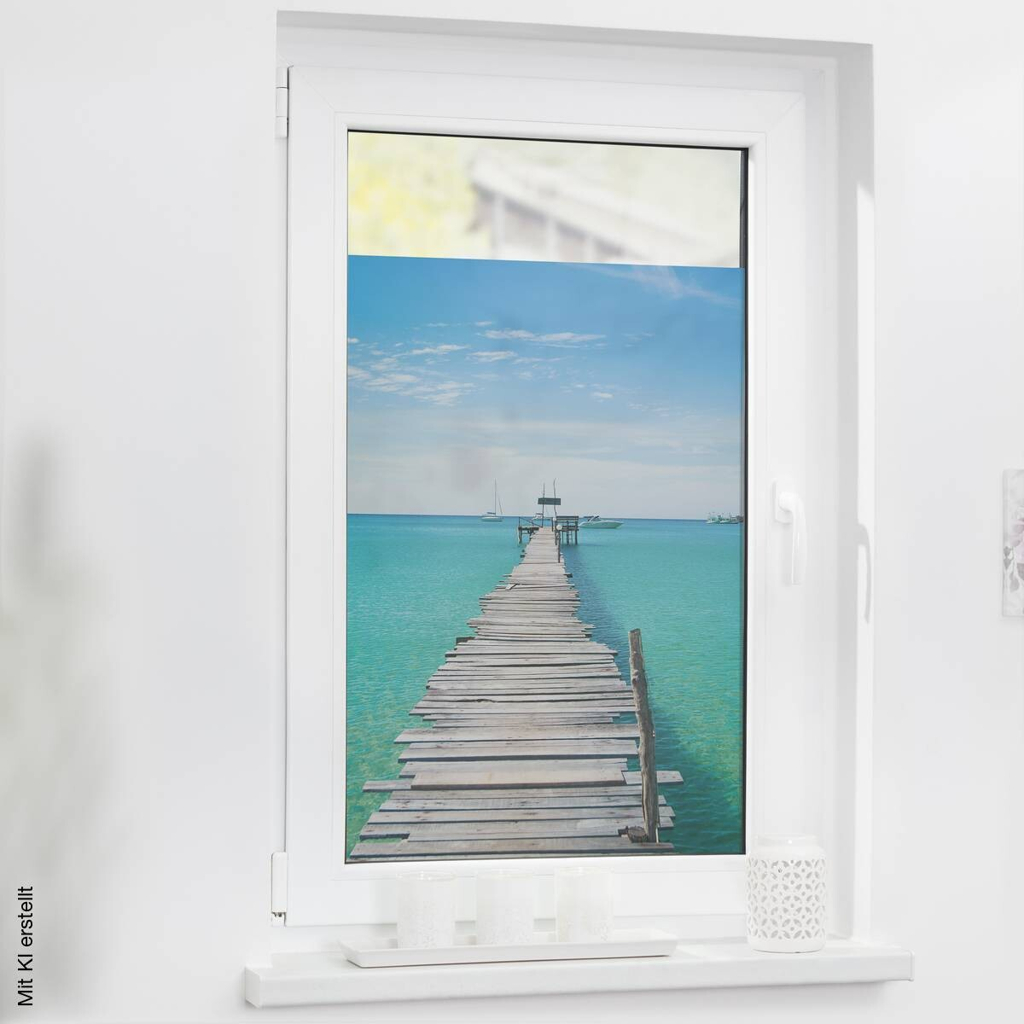 LICHTBLICK Fensterfolie El Mar Meer El Mar blau B/L: ca. 100x100 cm