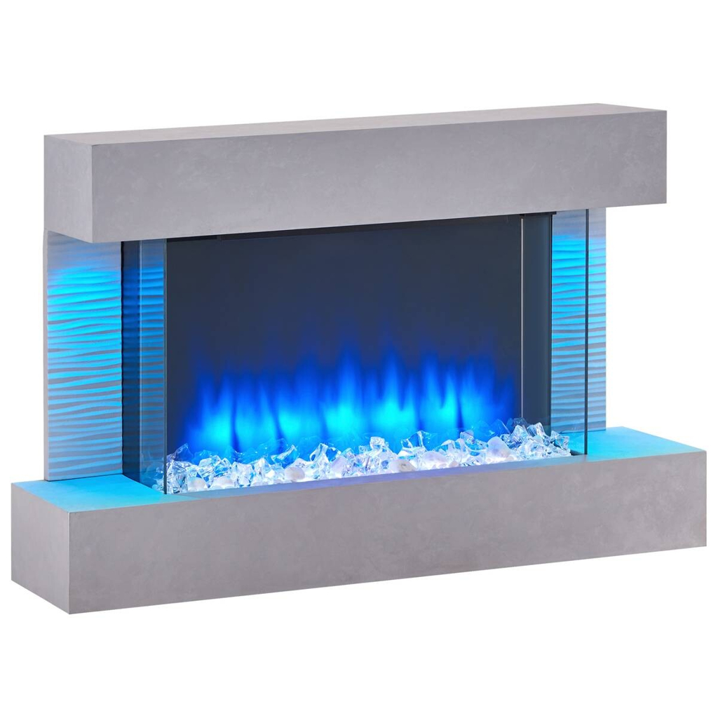 Balderia Wandkamin Elektrischer-Kamin Aidan grau MDF B/H/T: ca. 623x100x24 cm