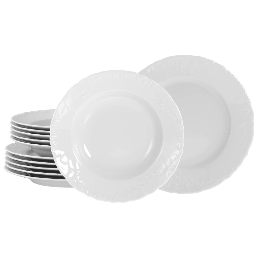 CreaTable Tafelservice Rokoko weiß Porzellan 12 tlg.