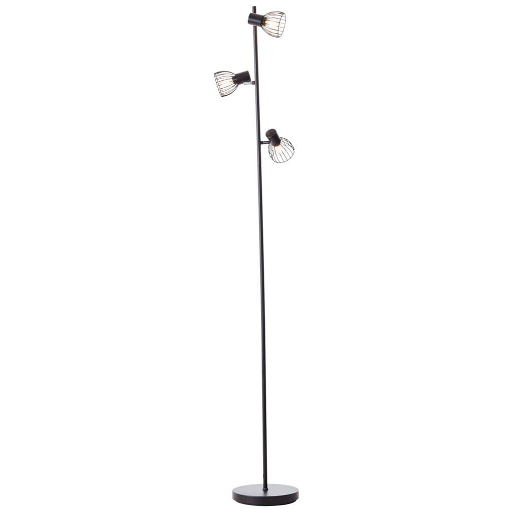 Brilliant Stehlampe Blacky 93085/06 mattschwarz Metall B/H/T: ca. 28x162x26 cm E14 3 Brennstellen