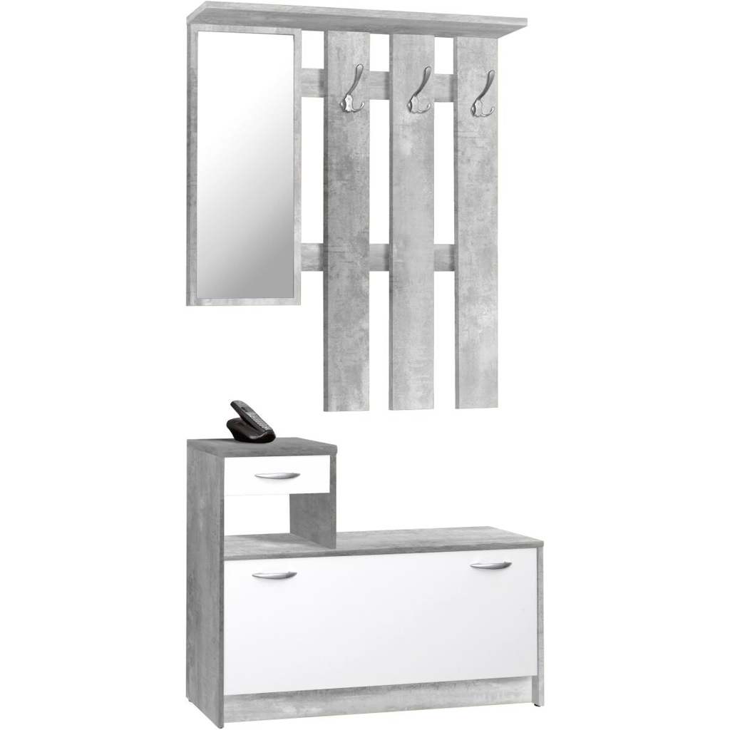 Garderobe Rudolf Beton Optik weiß B/H/T: ca. 100x180x25 cm