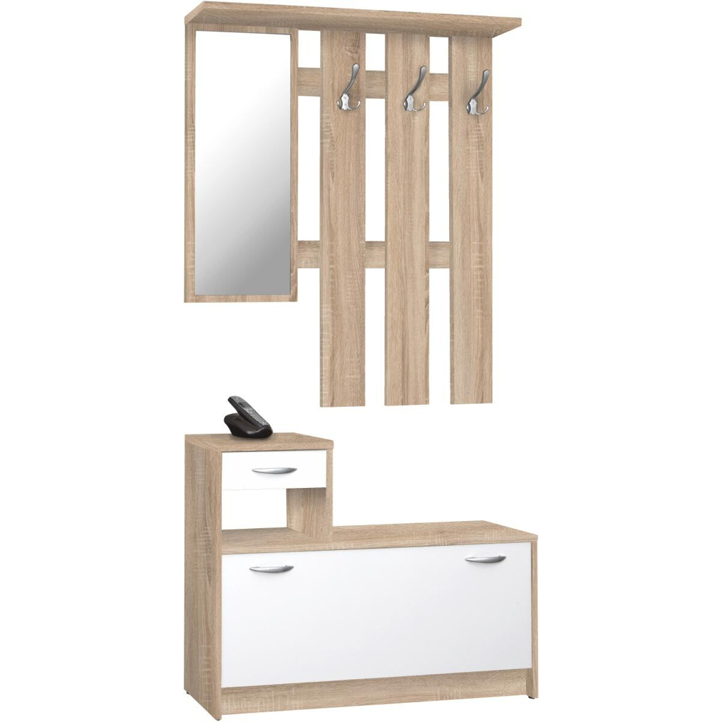 Garderobe Rudolf Eiche Sonoma Nachbildung weiß B/H/T: ca. 100x180x25 cm