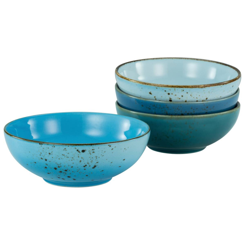 CreaTable Schalen-Set Nature Collection Aqua blau Steinzeug 4 tlg.