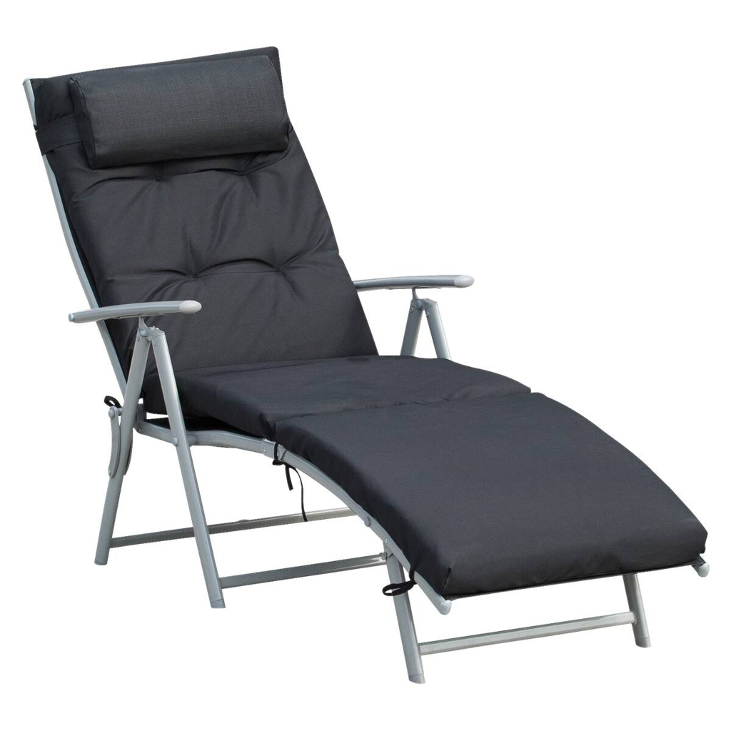 Outsunny Sonnenliege schwarz Metall B/H/L: ca. 64x101x180 cm