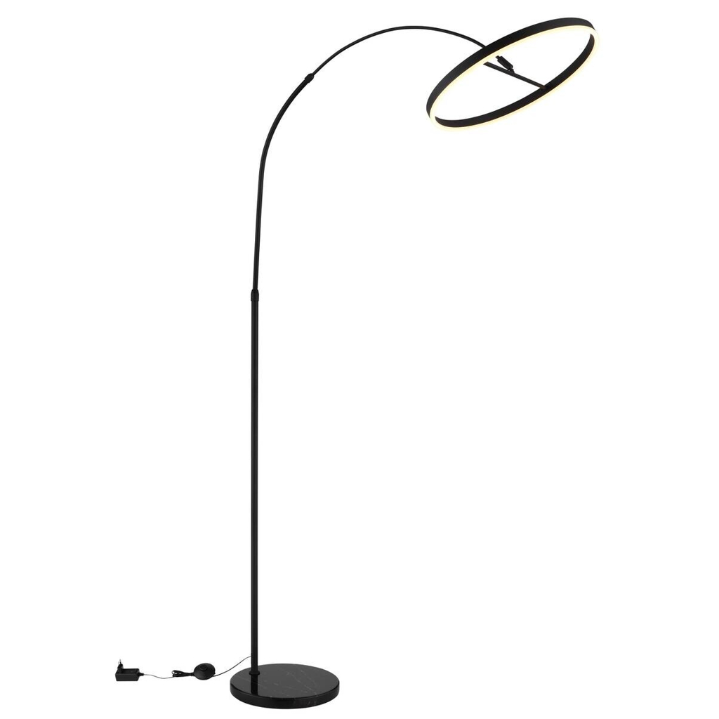 GLOBO Stehlampe mattschwarz Opal Kunststoff Metall Marmor B/H/L: ca. 50x203x107 cm 1 Brennstellen