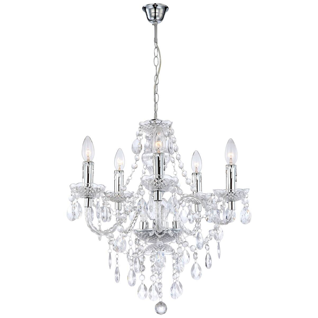 POCOline Kronleuchter Agatha transparent Acryl Metall B/H/L: ca. 51x149x51 cm E14 5 Brennstellen