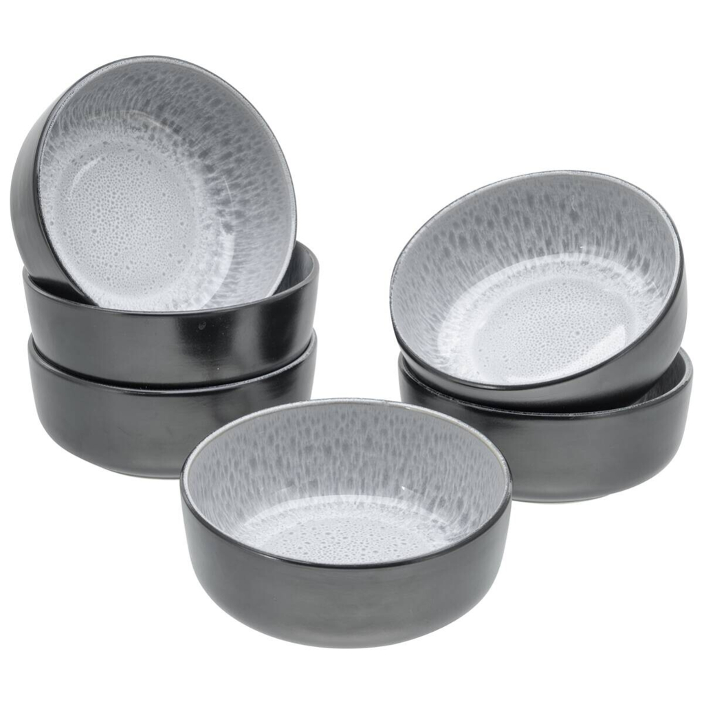 CreaTable Schalen-Set Nordic Fjord Frost grau Steinzeug D: ca. 15,5 cm