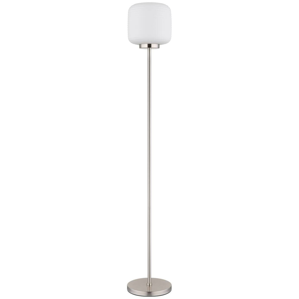 GLOBO Stehlampe nickel matt Opal schwarz Glas Metall H/T/D: ca. 157x36x24 cm 1 Brennstellen