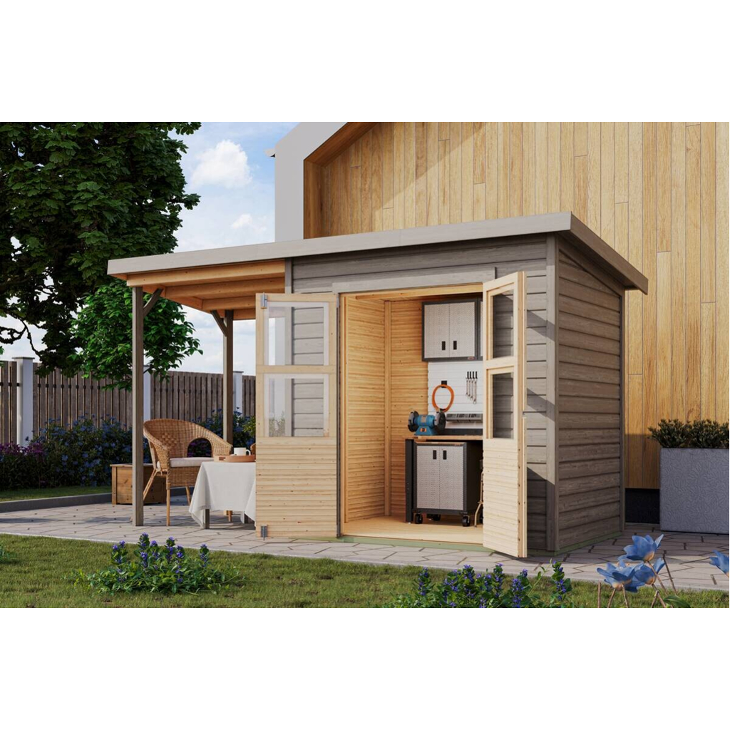 Karibu Gartenhaus Tony 0,5 grau B/H/T: ca. 212x219x154 cm