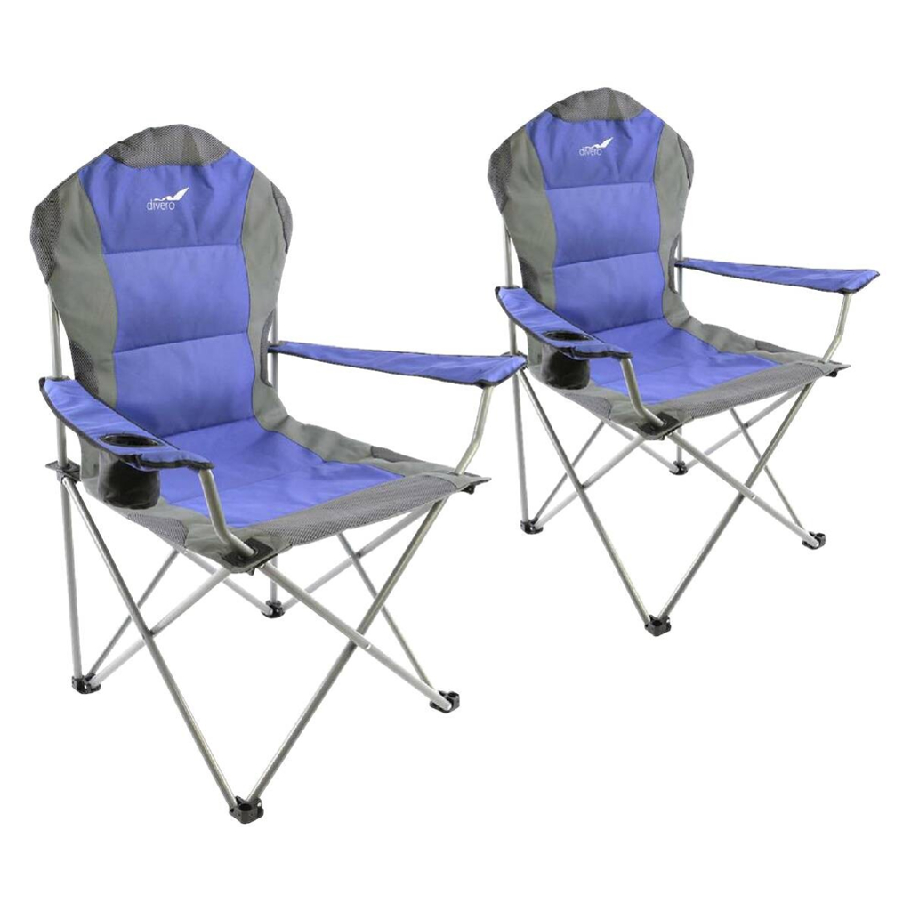 VCM Campingstuhl-Set royalblau Polyester-Mischgewebe B/H/L: ca. 90x110x57 cm