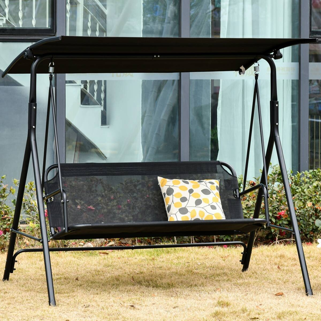 Outsunny Hollywoodschaukel schwarz Metall B/H/L: ca. 110x155x172 cm