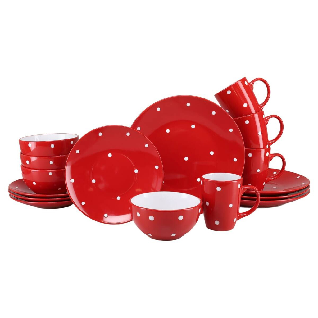 CreaTable Kombiservice Polka Dots weiß Steinzeug 16 tlg.