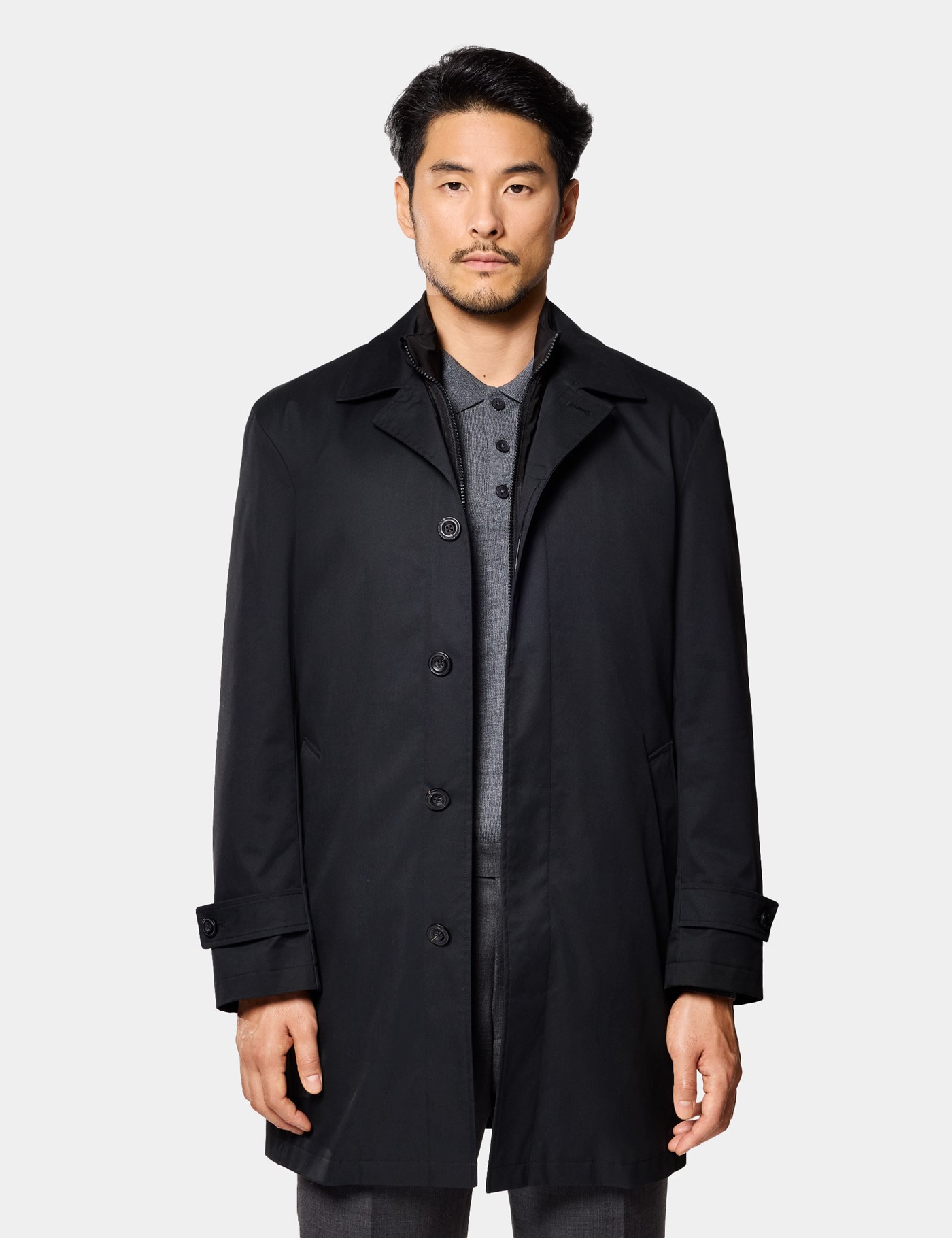 Hawes & Curtis Mackintosh Regenmantel | 3-in-1 mit herausnehmbarer Weste | Schwarz Size: EU 60