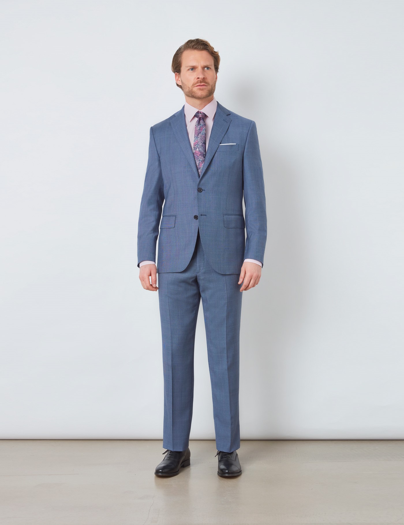 Hawes & Curtis Anzug | 1913 Kollektion | 130s Wolle | Tailored Fit | blau Prince of Wales Karo Size: Einheitsgröße