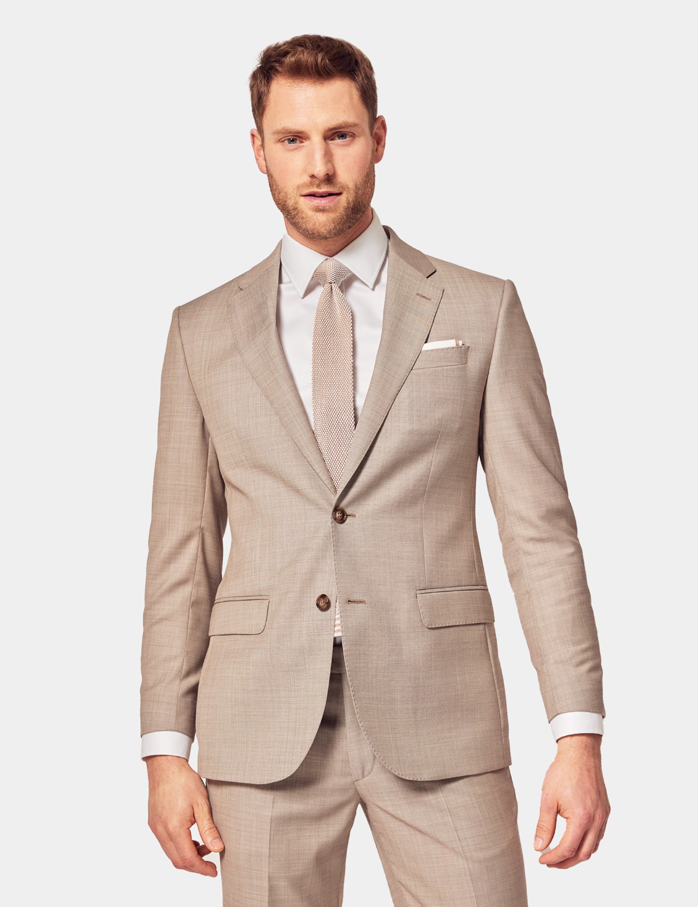 Hawes & Curtis Tailored Fit Steingrau Sharkskin 1913 Anzugsakko Size: EU 52