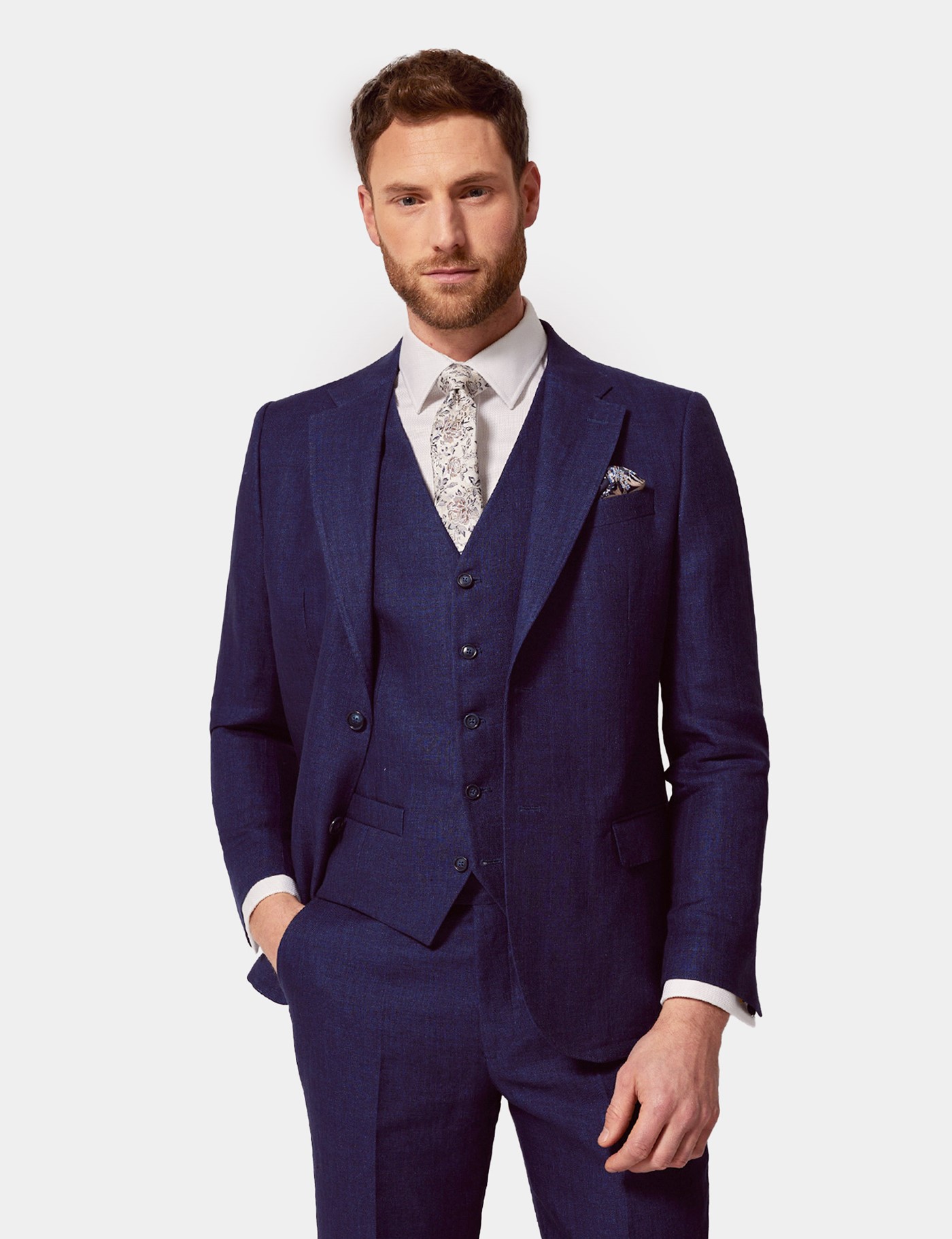 Hawes & Curtis Tailored Fit Königsblau Fischgrat 1913 Anzug Size: Einheitsgröße