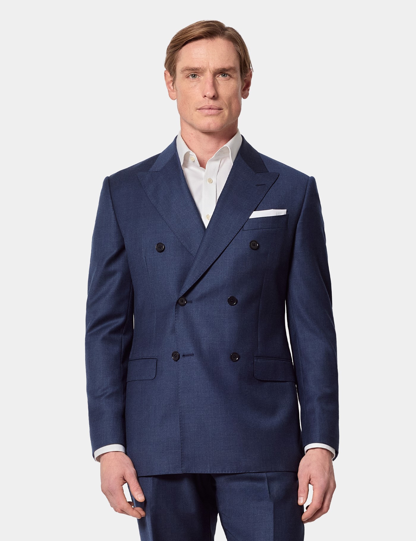 Hawes & Curtis Tailored Fit Marineblaues Birdseye Sakko Size: EU 52