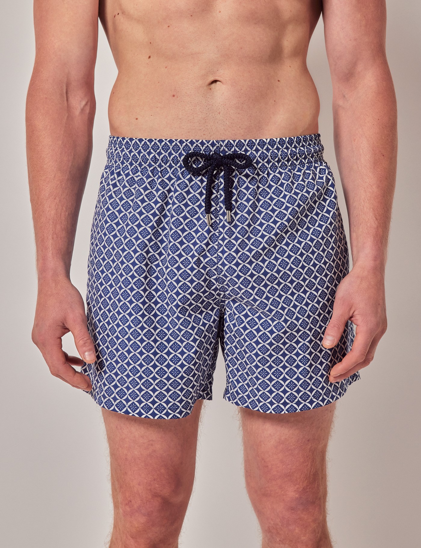 Hawes & Curtis Badehose | Blau Weiß Blumenmuster Geometrisch Size: Small