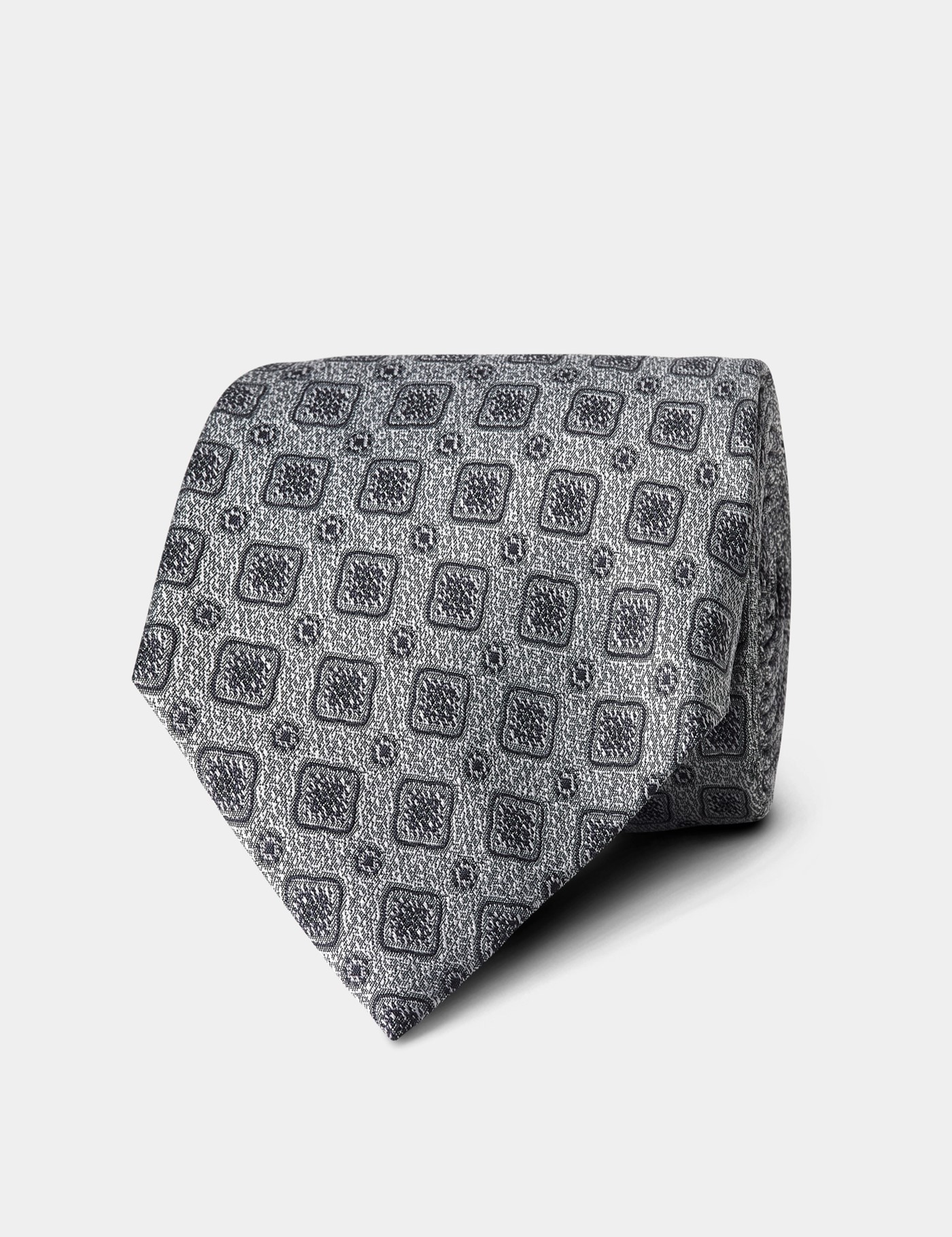 Hawes & Curtis Silberfarbene Geometrisch Strukturierte 1913 Krawatte Size: Einheitsgröße