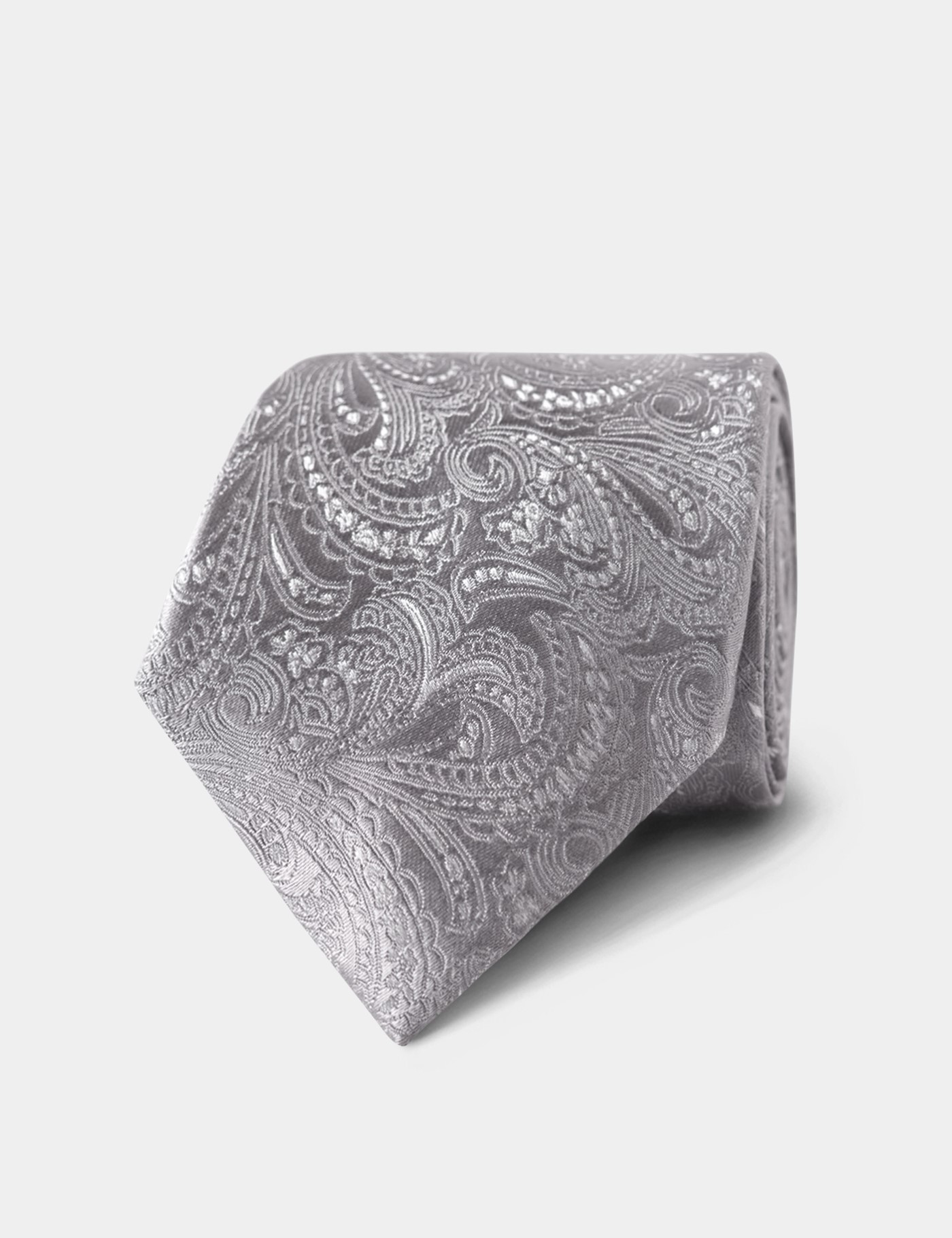 Hawes & Curtis Silberfarbene Paisley Krawatte Size: Einheitsgröße