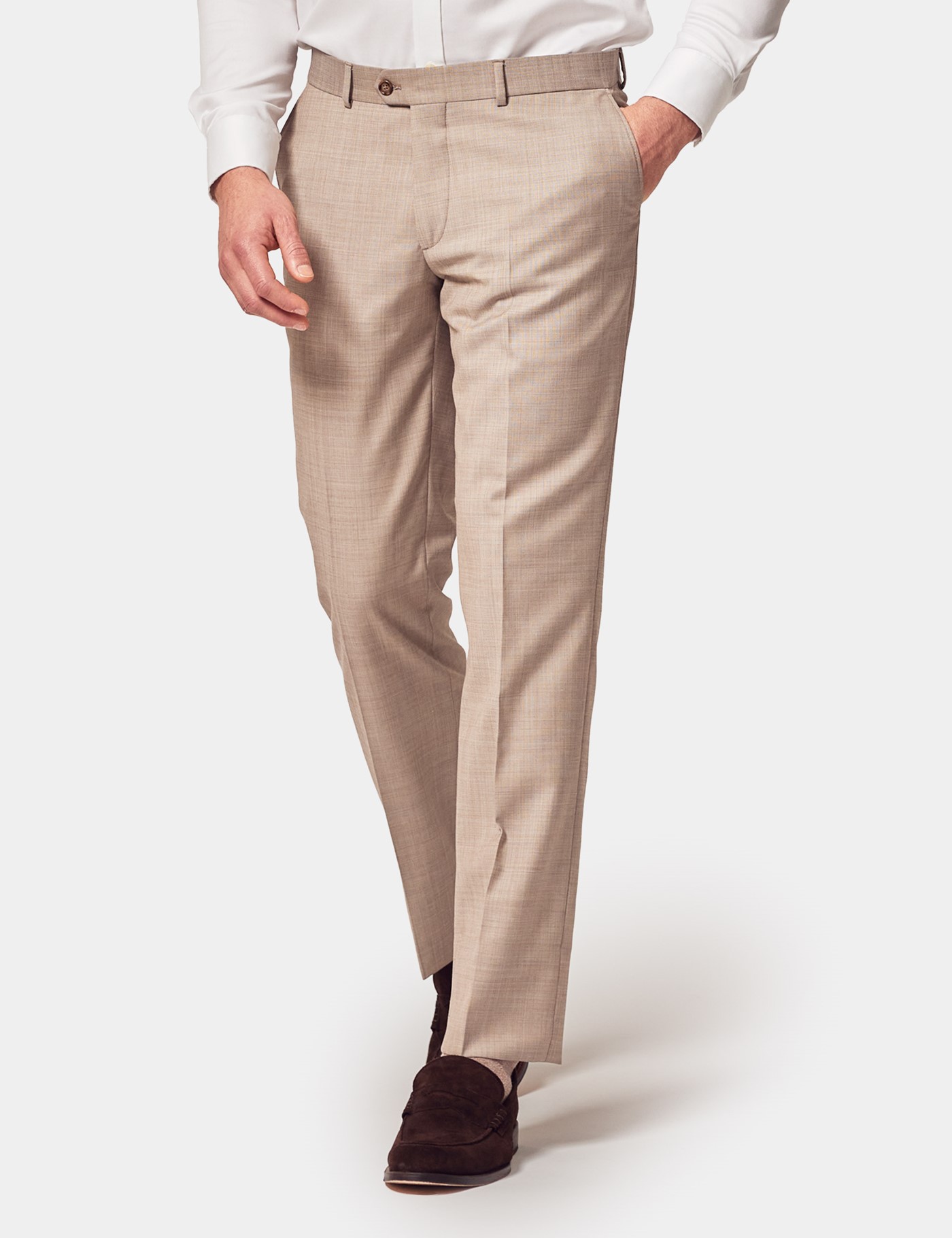 Hawes & Curtis Tailored Fit Steingrau Sharkskin 1913 Anzughose Size: 32' (EU 48)