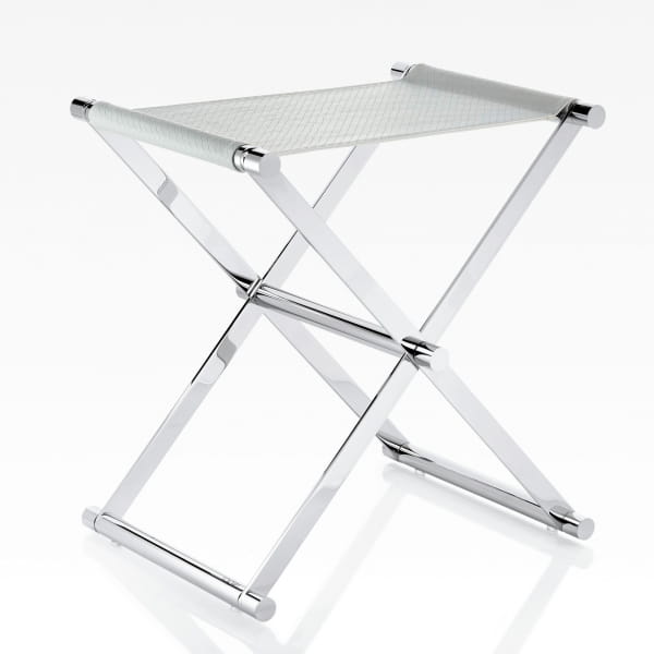 JOOP! BATHLINE - Hocker Lederoptik geprägt - Farbe: Weiß/Chrom