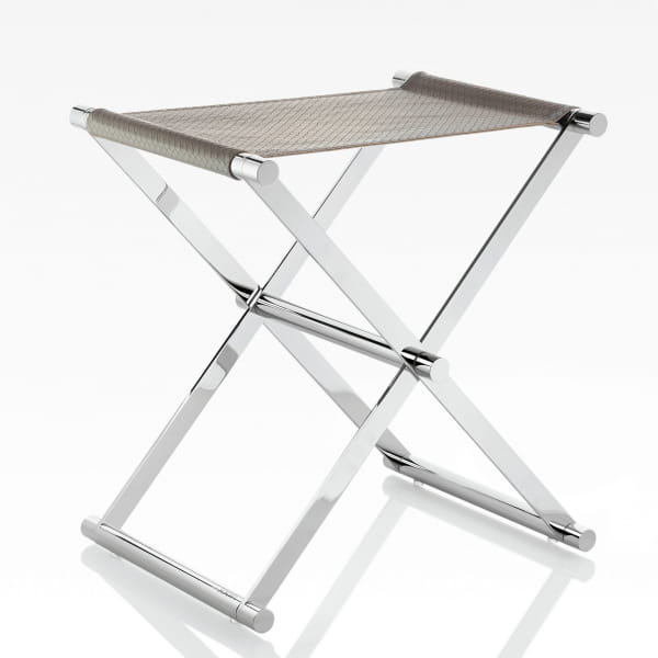 JOOP! BATHLINE - Hocker Lederoptik geprägt - Farbe: Grau/Chrom