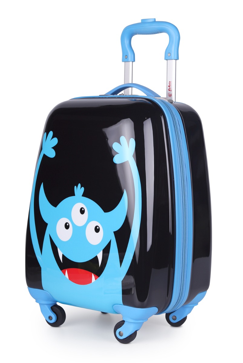 For Kids - MONSTER, Kinderkoffer, Trolley, Koffer für Kinder, Reisekoffer, Schwarz/Blau