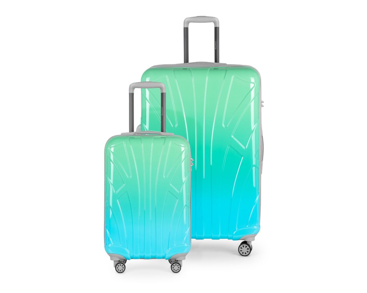 Suitline - 2er Kofferset, Kabinenkoffer 55cm + Großer Reisekoffer, Trolleys Hartschale glänzend Farbverlauf, 4 Rollen,TSA, Northern Lights