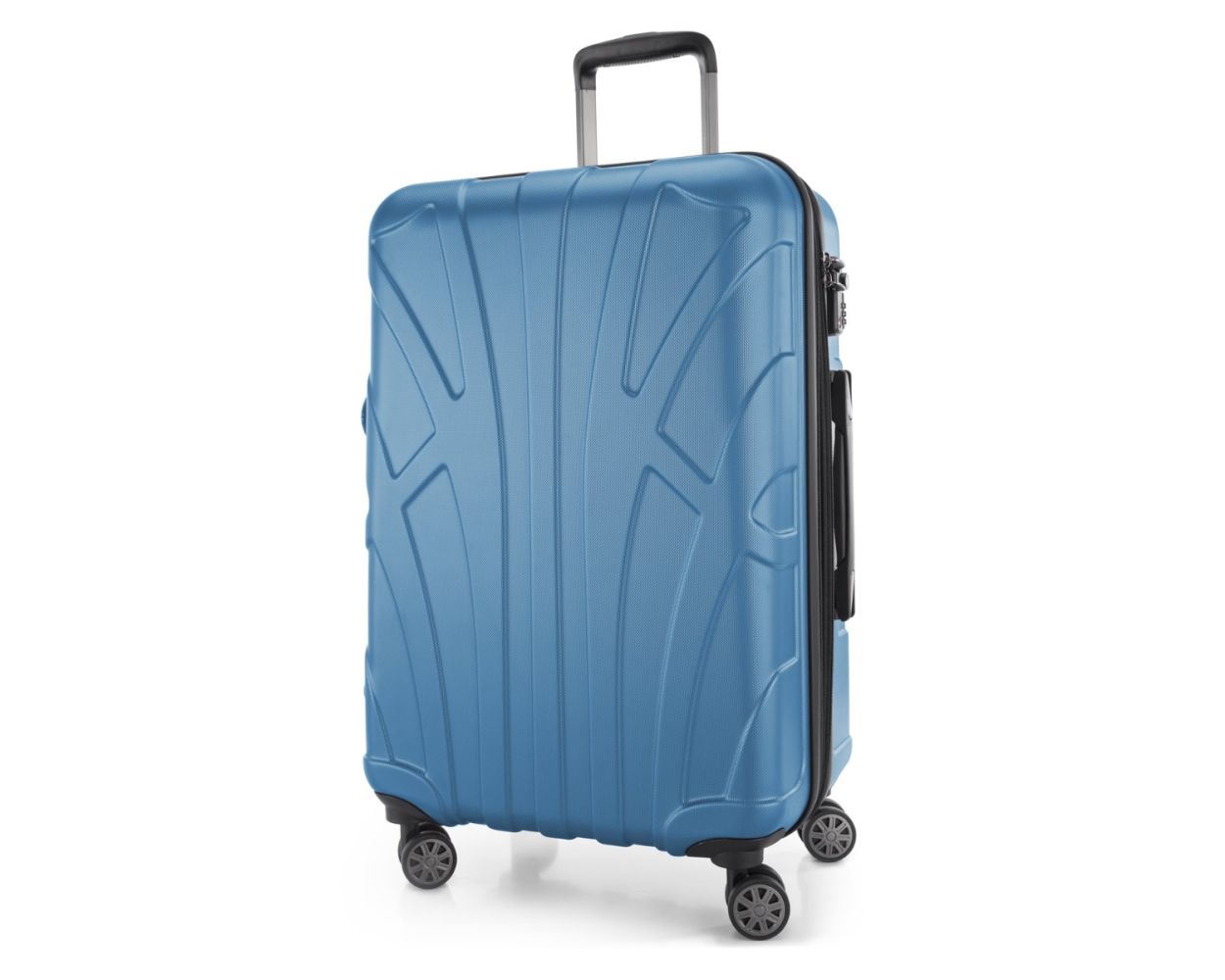 Suitline -  Mittelgroßer Reisekoffer mit Erweiterung, Trolley Hartschale matt, 4 Rollen, ABS, TSA, Cyanblau