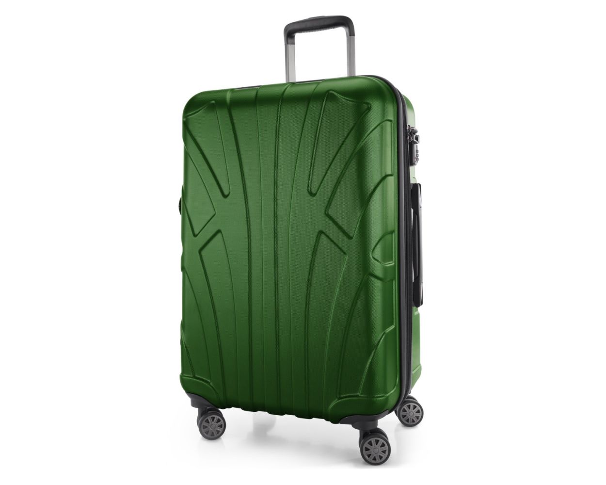 Suitline -  Mittelgroßer Reisekoffer mit Erweiterung, Trolley Hartschale matt, 4 Rollen, ABS, TSA, Grün