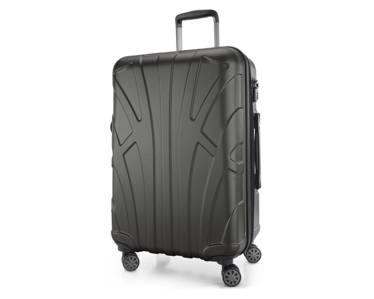 Suitline -  Mittelgroßer Reisekoffer mit Erweiterung, Trolley Hartschale matt, 4 Rollen, ABS, TSA, Graphite
